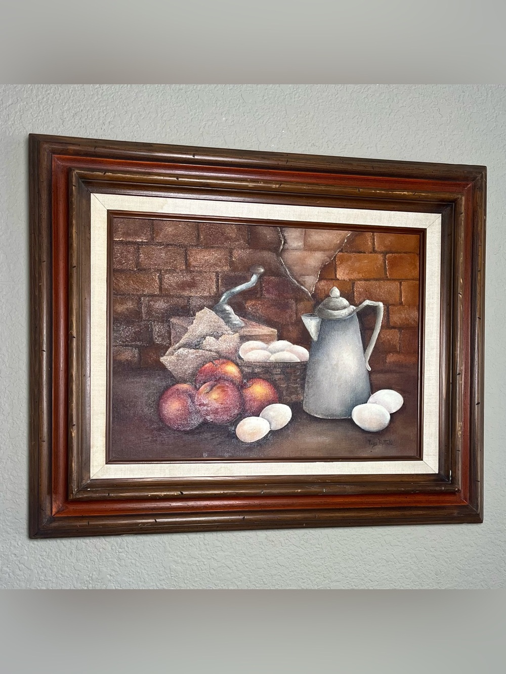 Still life Oil Painting on Canvas original Art framed Vintage signed Large